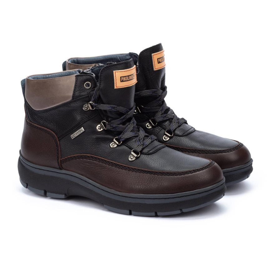 Black / Brown Pikolinos CACERES Men's Ankle Boots | RUVW3T970