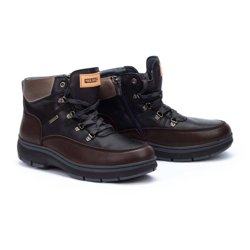 Black / Brown Pikolinos CACERES Men's Ankle Boots | RUVW3T970