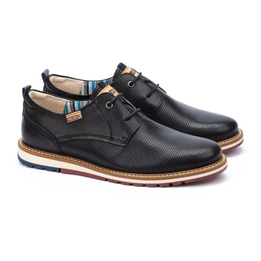 Black Pikolinos BERNA Men's Lace Up Shoes | MFZD84916