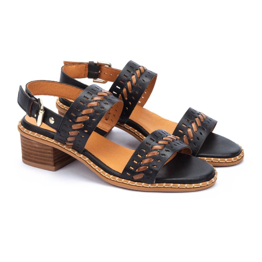 Black Pikolinos BLANES Women's Heels Sandals | DEFP41378