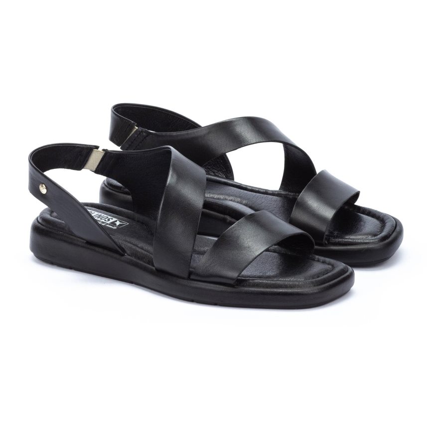 Black Pikolinos CALELLA Women's Flat Sandals | DIRV07681