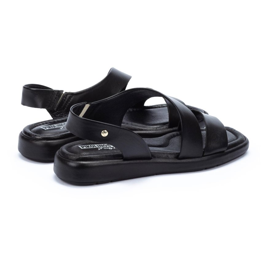 Black Pikolinos CALELLA Women's Flat Sandals | DIRV07681