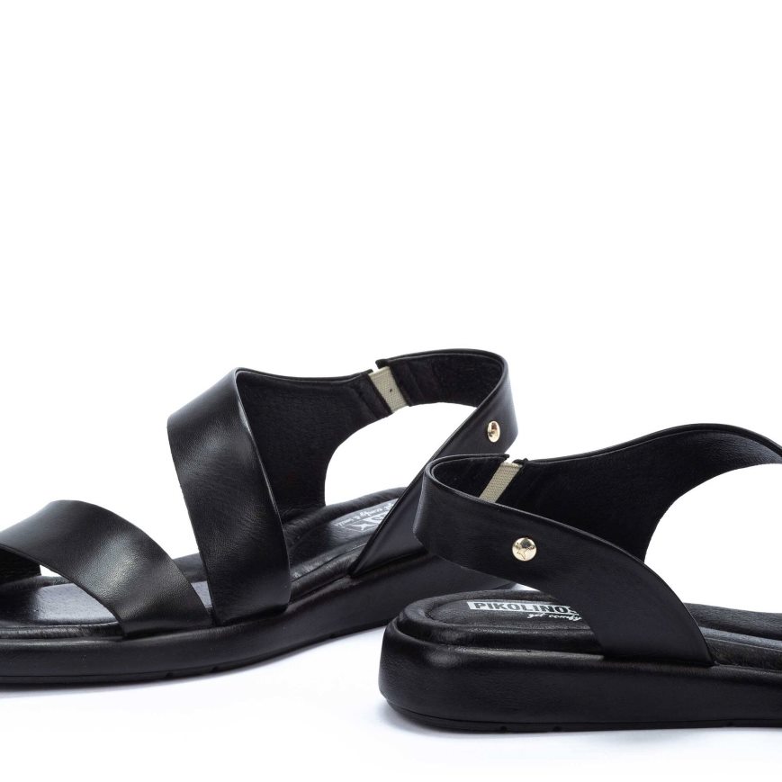 Black Pikolinos CALELLA Women's Flat Sandals | DIRV07681