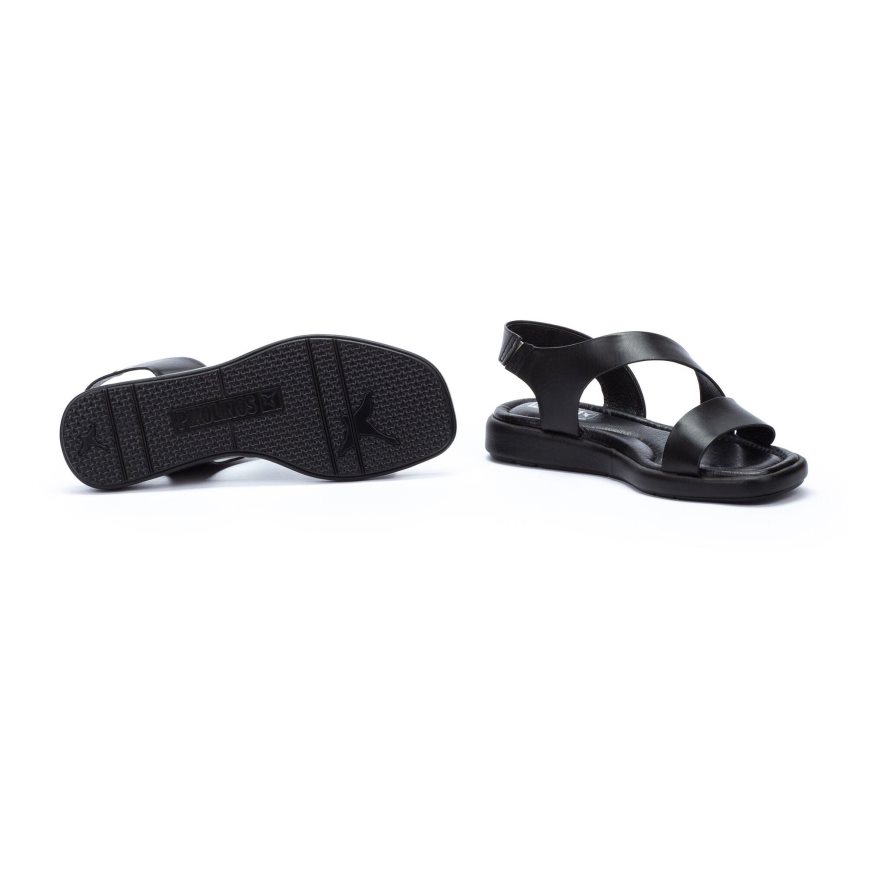 Black Pikolinos CALELLA Women's Flat Sandals | DIRV07681