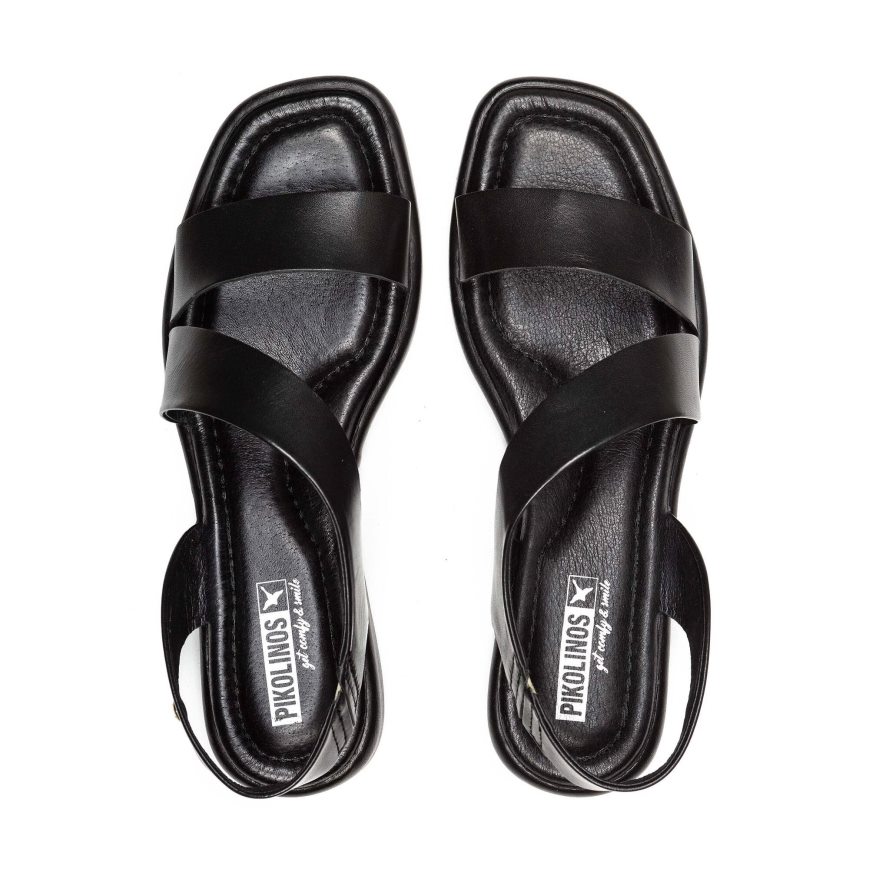 Black Pikolinos CALELLA Women's Flat Sandals | DIRV07681