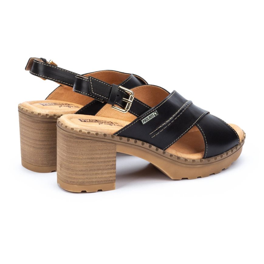 Black Pikolinos CANARIAS Women's Heels Sandals | GPVX24698