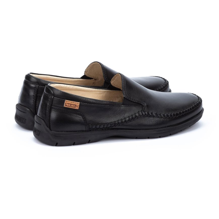 Black Pikolinos MARBELLA Men's Moccasins | XBHT01472