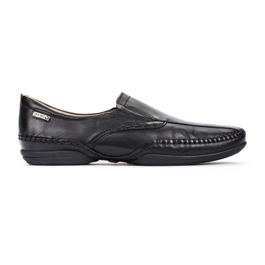 Black Pikolinos PUERTO RICO Men\'s Moccasins | DCUW42817