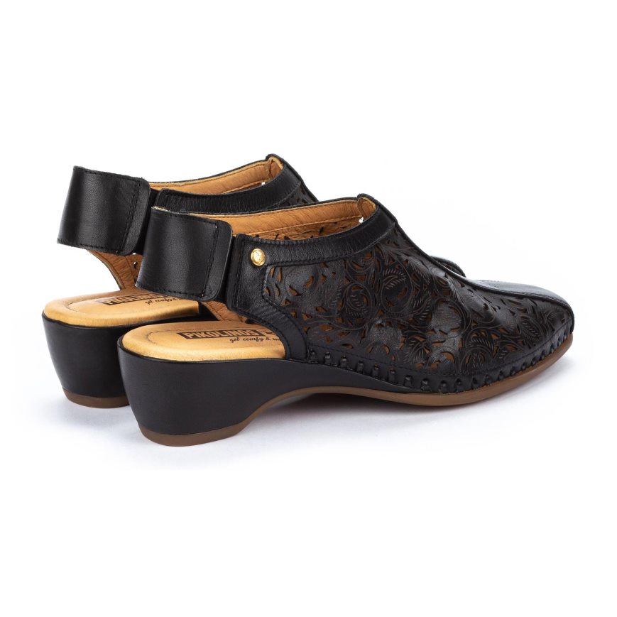 Black Pikolinos ROMANA Women's Heels Sandals | OCSN61T02