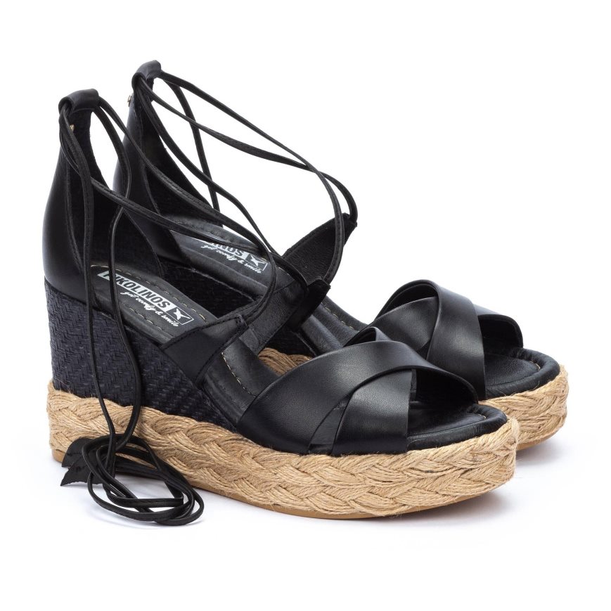 Black Pikolinos RONDA Women's Wedge Sandals | FYLS87913