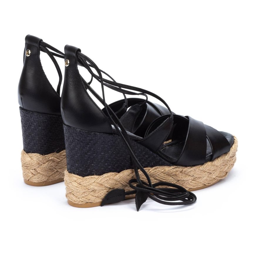 Black Pikolinos RONDA Women's Wedge Sandals | FYLS87913