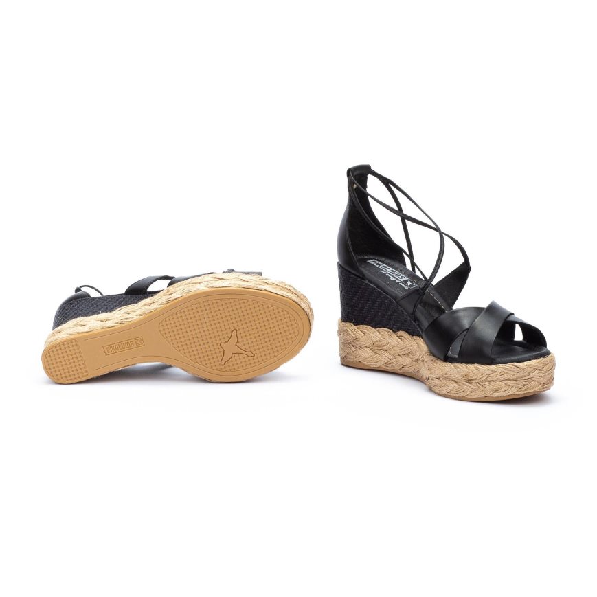 Black Pikolinos RONDA Women's Wedge Sandals | FYLS87913