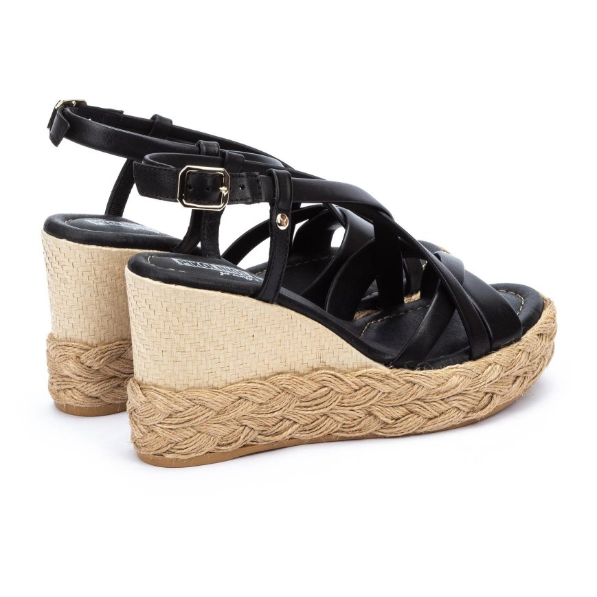 Black Pikolinos RONDA Women's Wedge Sandals | TQIE14327