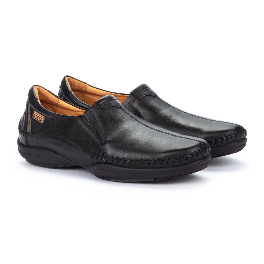 Black Pikolinos SAN TELMO Men's Moccasins | RQXHT0793