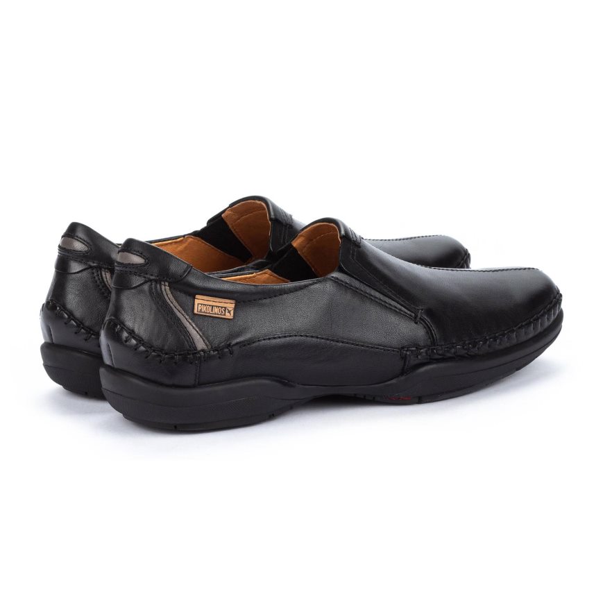 Black Pikolinos SAN TELMO Men's Moccasins | RQXHT0793