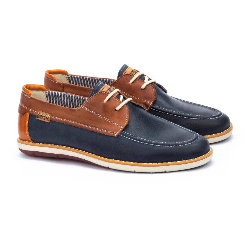 Blue / Brown Pikolinos JUCAR Men's Boat Shoes | VZDY1386T