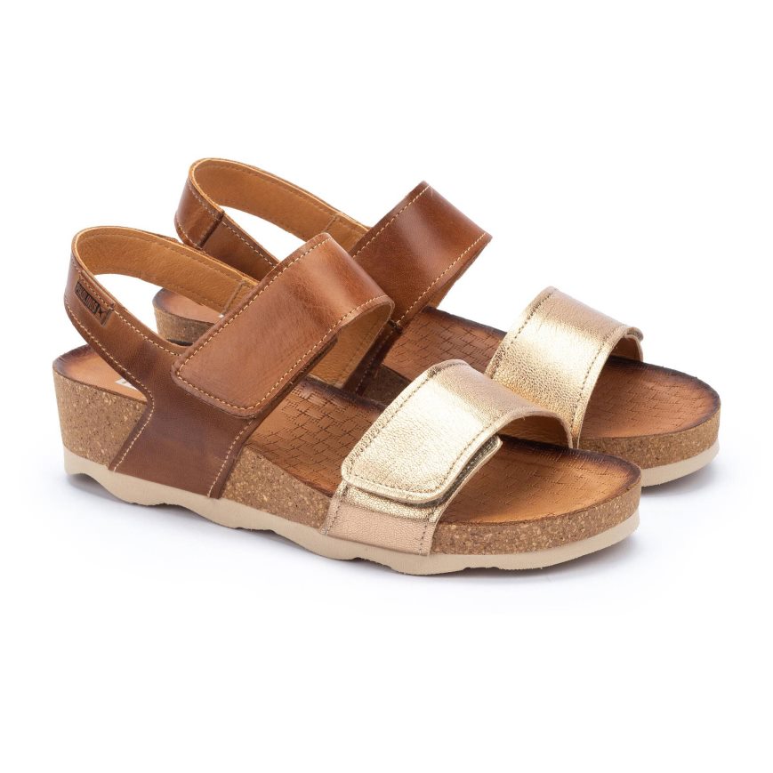 Brown / Gold Pikolinos MAHON Women's Sandals | HBVRT2896