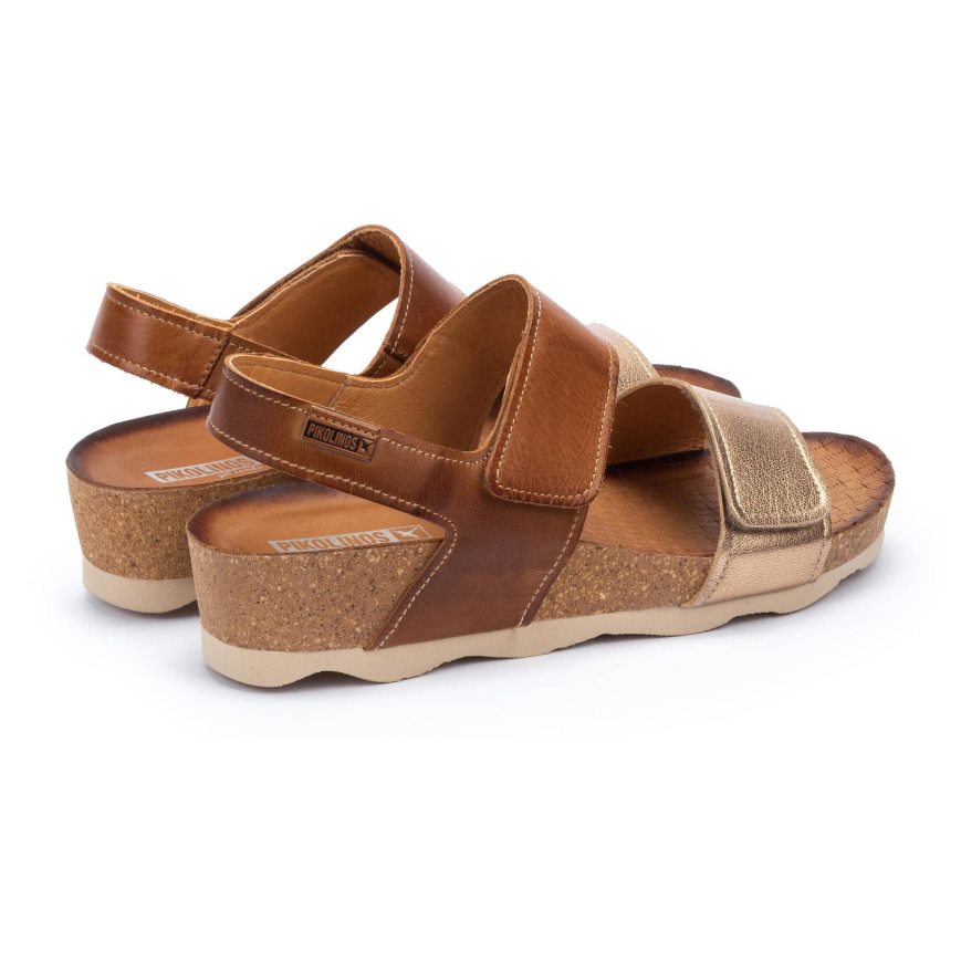 Brown / Gold Pikolinos MAHON Women's Sandals | HBVRT2896