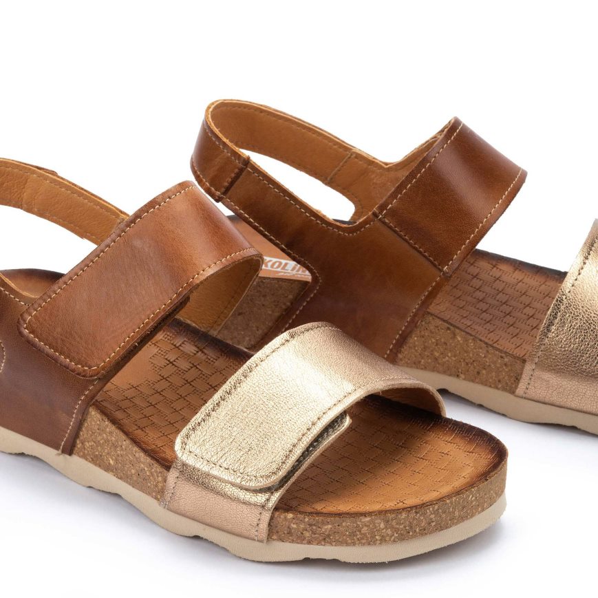 Brown / Gold Pikolinos MAHON Women's Sandals | HBVRT2896