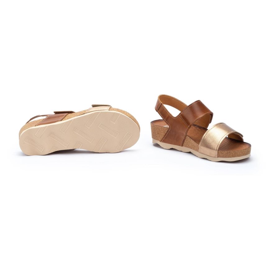 Brown / Gold Pikolinos MAHON Women's Sandals | HBVRT2896