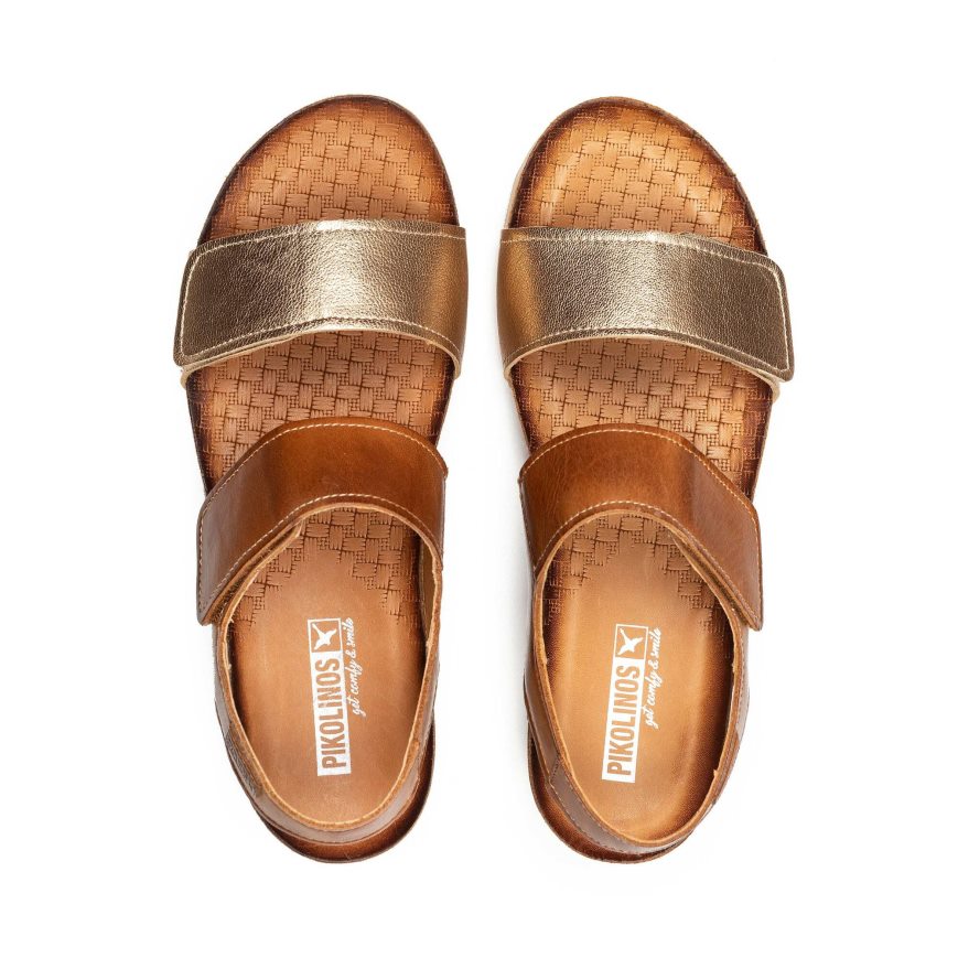 Brown / Gold Pikolinos MAHON Women's Sandals | HBVRT2896