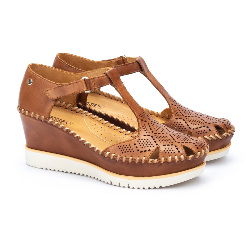 Brown Pikolinos AGUADULCE Women's Wedge Sandals | 1BLS19630