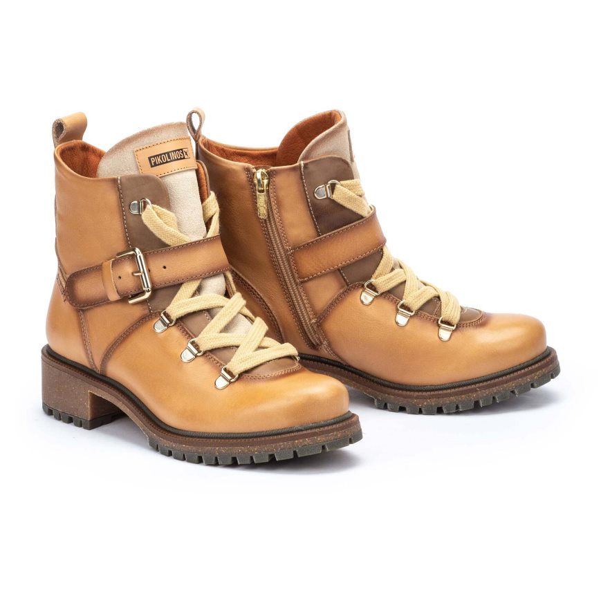 Brown Pikolinos ASPE Women's Ankle Boots | 1FEO0927T