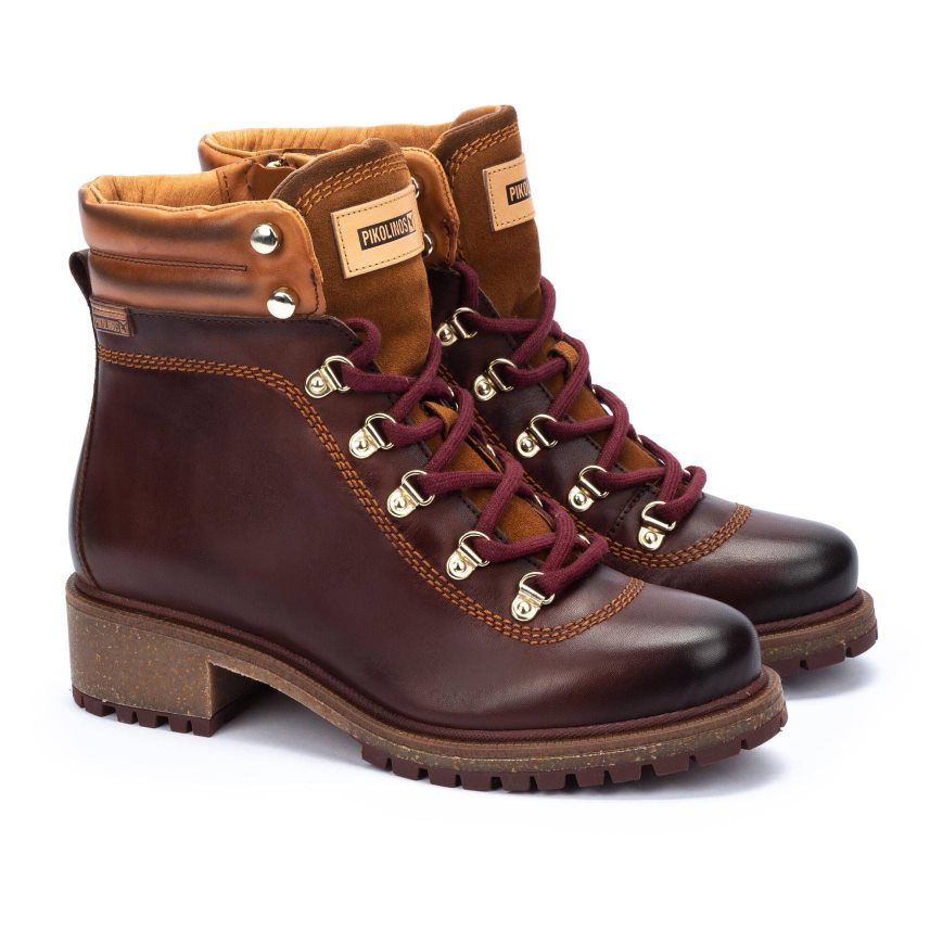 Brown Pikolinos ASPE Women's Ankle Boots | ADBC32697