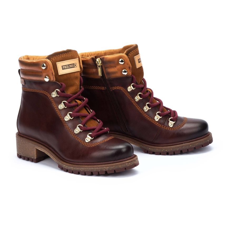 Brown Pikolinos ASPE Women's Ankle Boots | ADBC32697