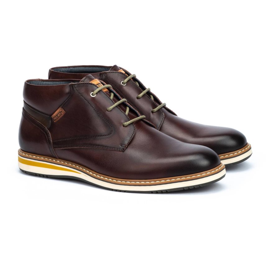 Brown Pikolinos AVILA Men's Ankle Boots | NZRPT7306