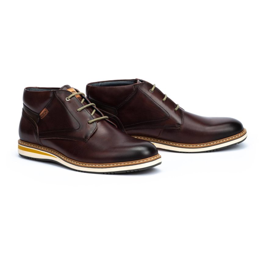 Brown Pikolinos AVILA Men's Ankle Boots | NZRPT7306