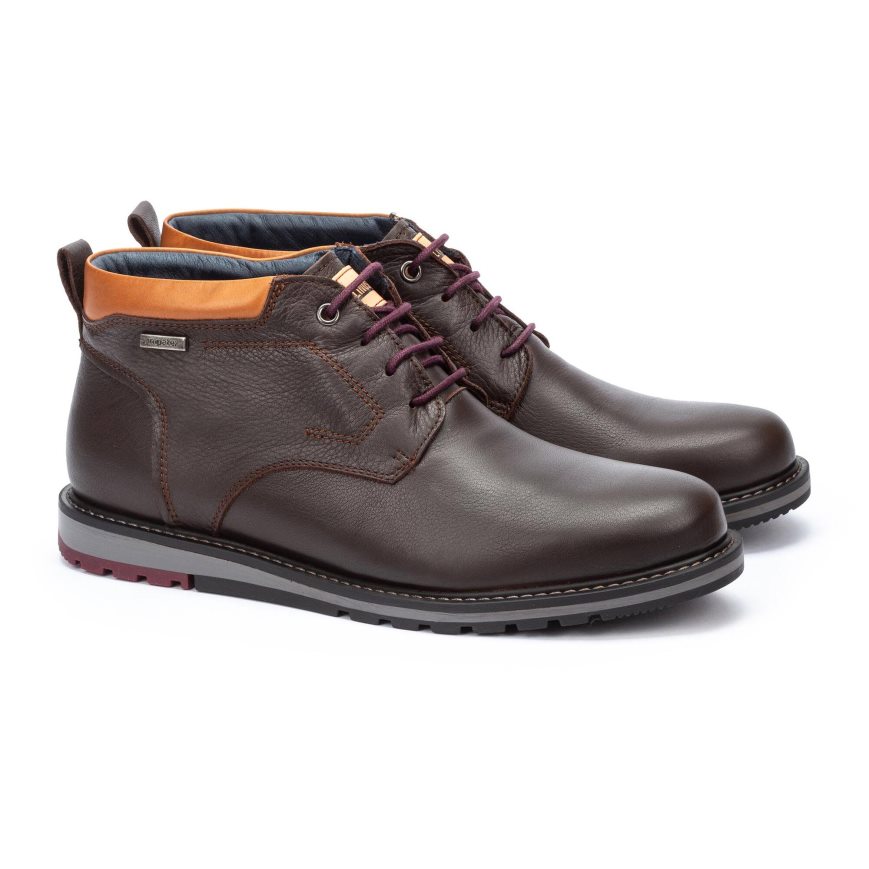 Brown Pikolinos BERNA Men's Ankle Boots | FZAO78023