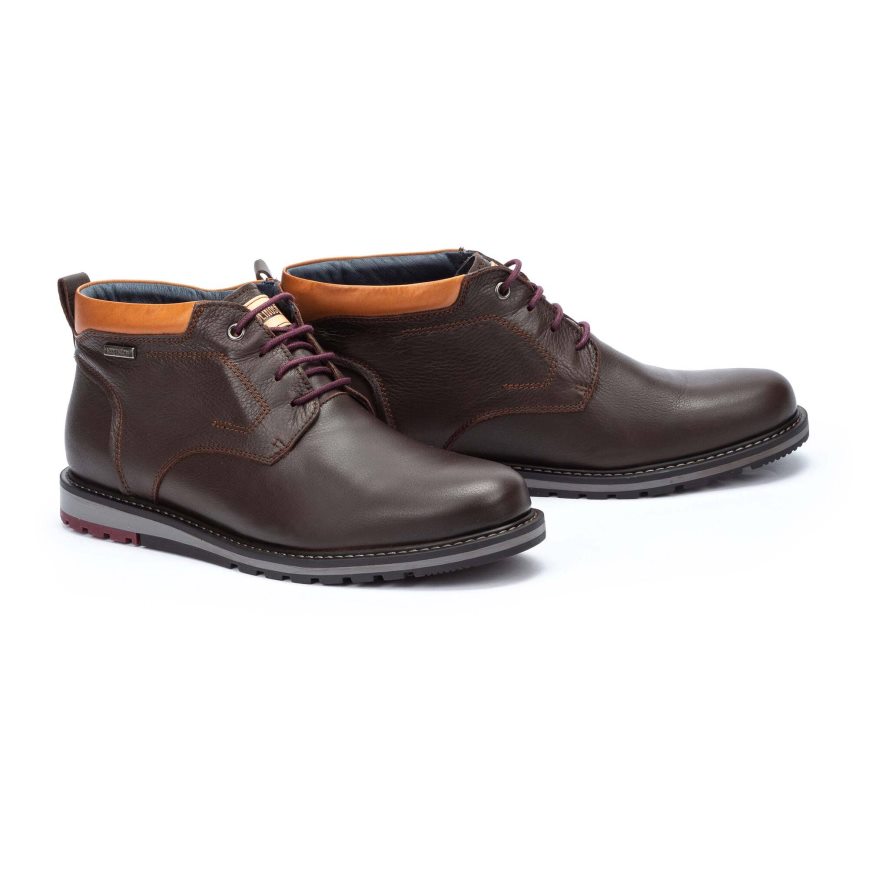 Brown Pikolinos BERNA Men's Ankle Boots | FZAO78023