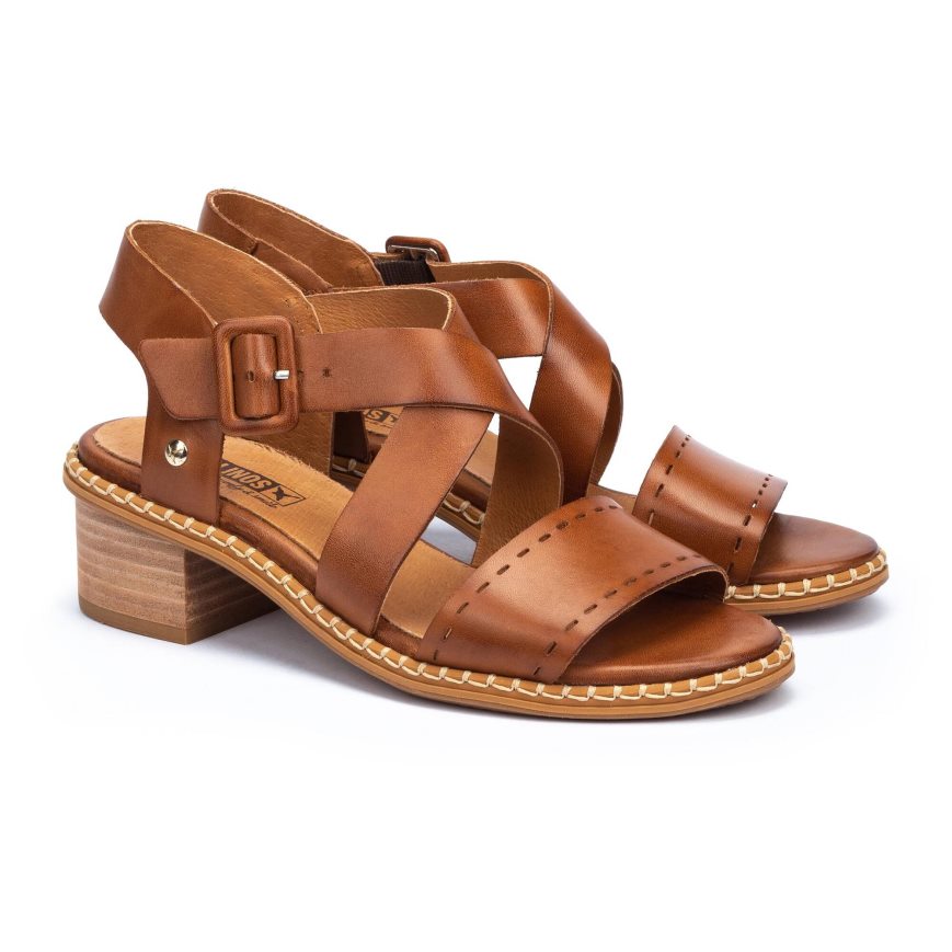 Brown Pikolinos BLANES Women's Heels Sandals | YLBP6483T