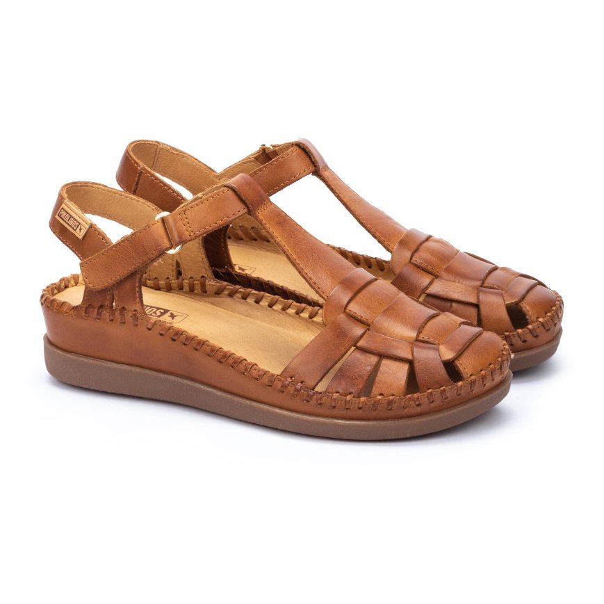 Brown Pikolinos CADAQUES Women's Wedge Sandals | QCML26079