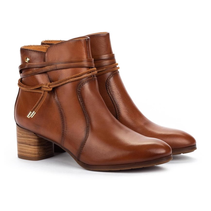 Brown Pikolinos CALAFAT Women's Ankle Boots | HVUE8T473