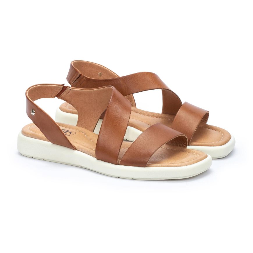 Brown Pikolinos CALELLA Women's Flat Sandals | MTFQ18T39