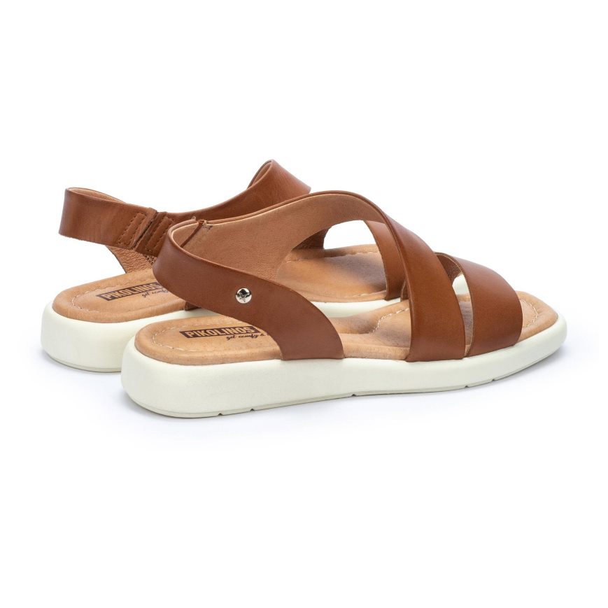 Brown Pikolinos CALELLA Women's Flat Sandals | MTFQ18T39