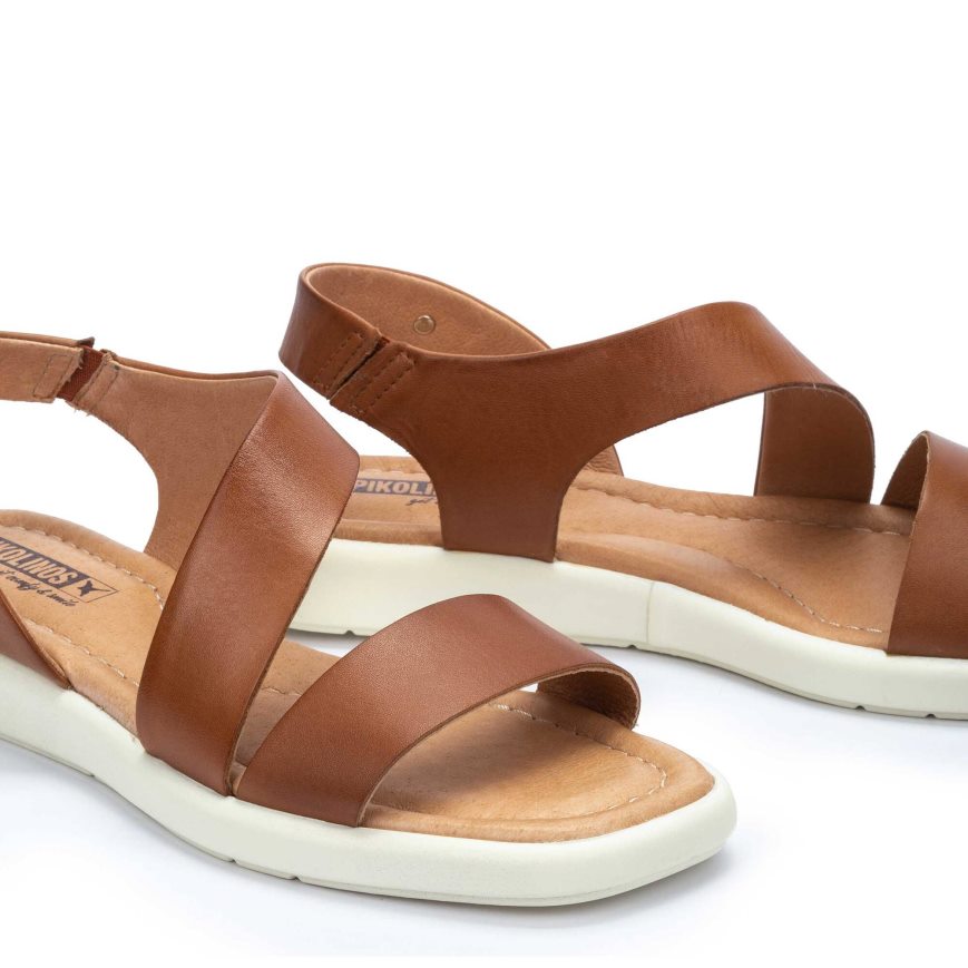 Brown Pikolinos CALELLA Women's Flat Sandals | MTFQ18T39