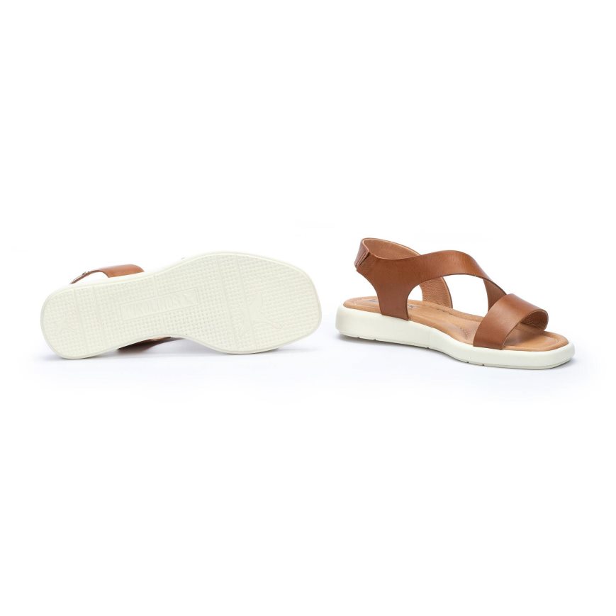 Brown Pikolinos CALELLA Women's Flat Sandals | MTFQ18T39