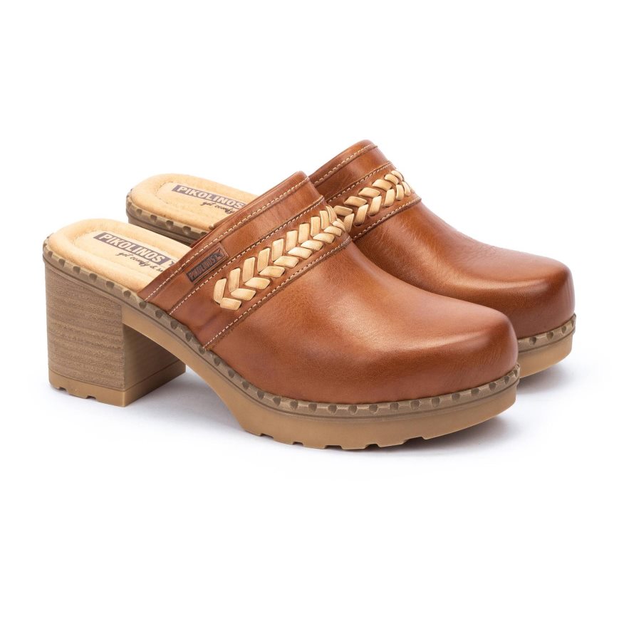 Brown Pikolinos CANARIAS Women's Clogs | HJOG83941