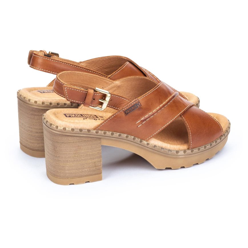 Brown Pikolinos CANARIAS Women's Heels Sandals | PTRS807T2