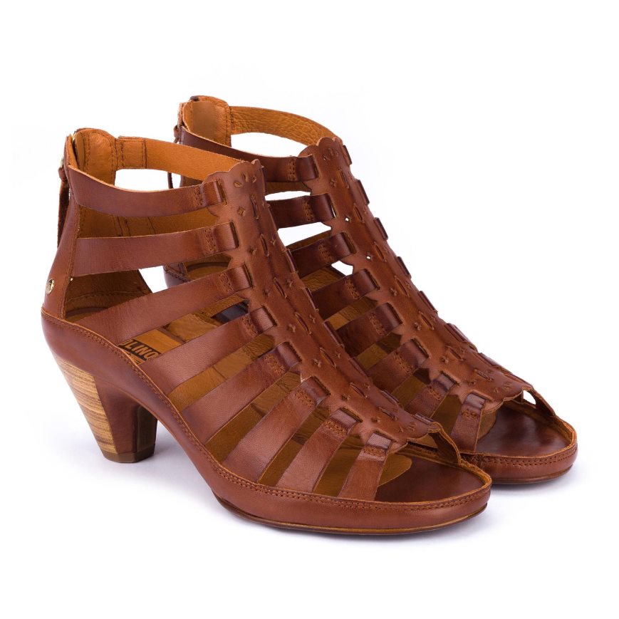 Brown Pikolinos JAVA Women's Heels Sandals | XPJI36197