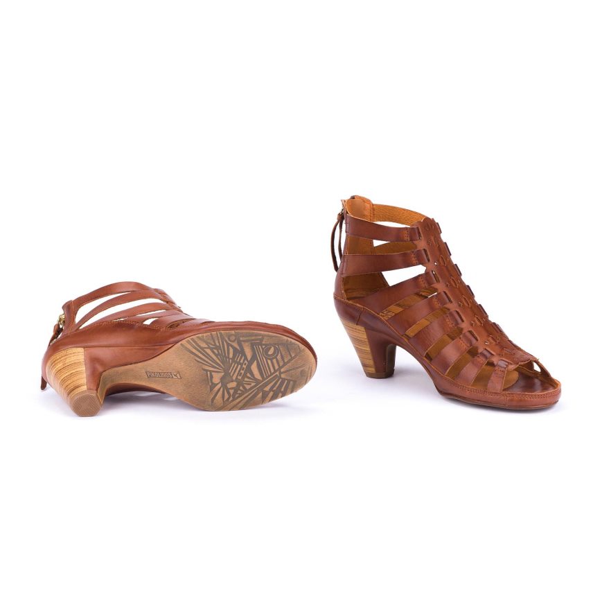 Brown Pikolinos JAVA Women's Heels Sandals | XPJI36197