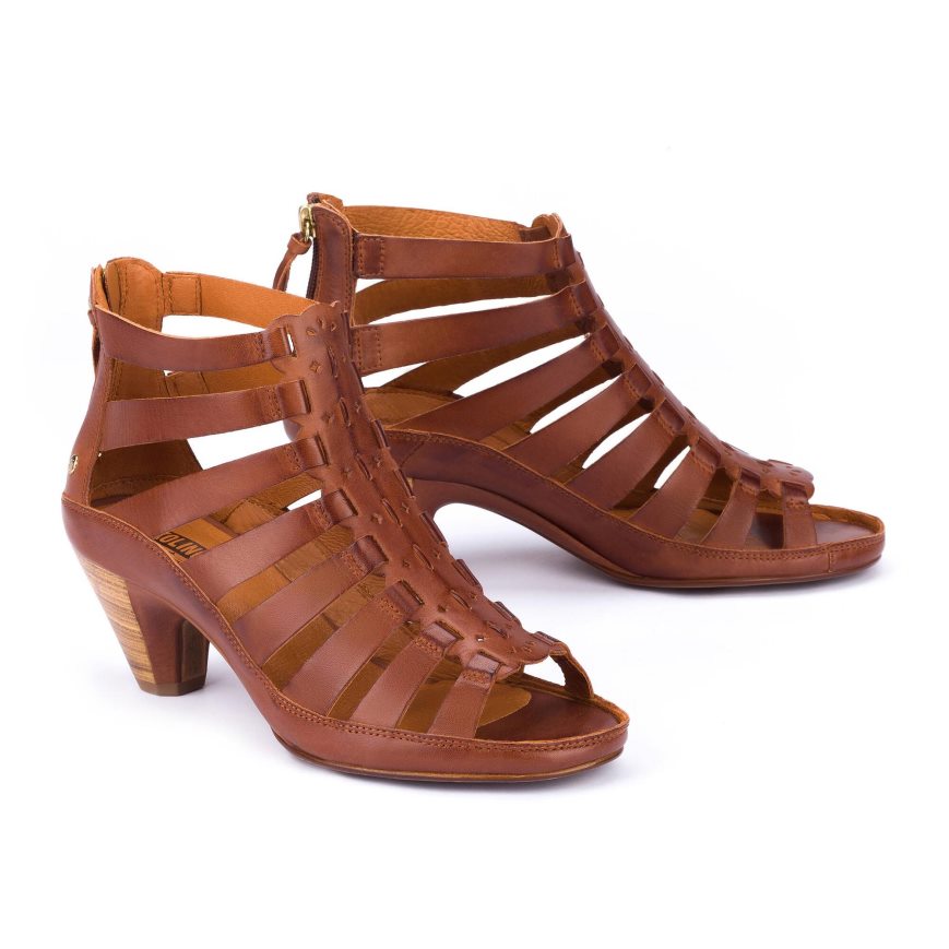 Brown Pikolinos JAVA Women's Heels Sandals | XPJI36197