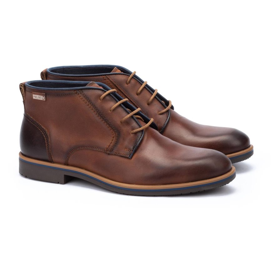 Brown Pikolinos LEON Men's Ankle Boots | JBDL24709