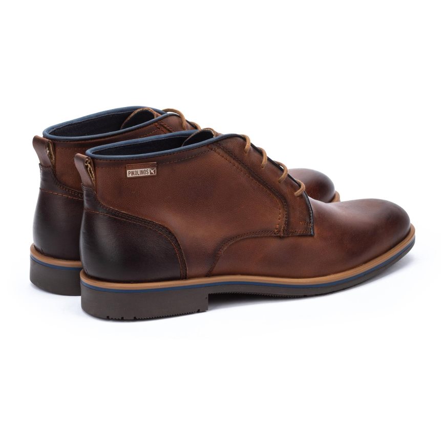 Brown Pikolinos LEON Men's Ankle Boots | JBDL24709