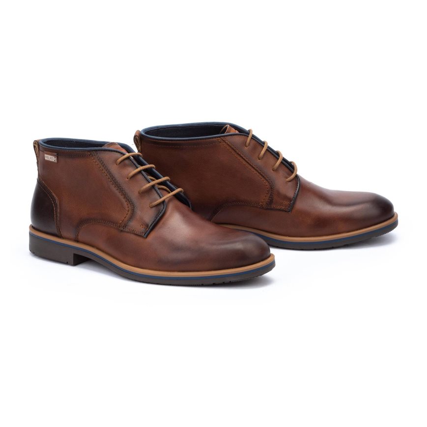 Brown Pikolinos LEON Men's Ankle Boots | JBDL24709