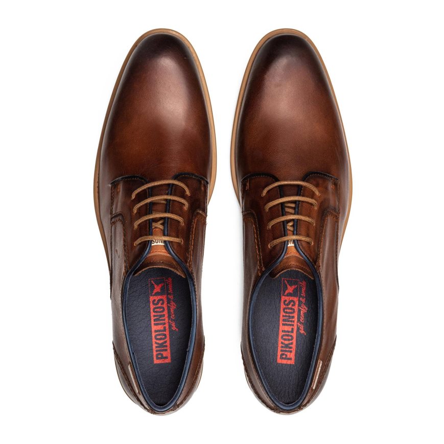 Brown Pikolinos LEON Men's Lace Up Shoes | 1MIJ706T4