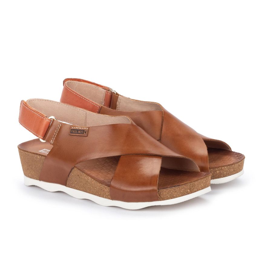 Brown Pikolinos MAHON Women's Sandals | GDUZ06273